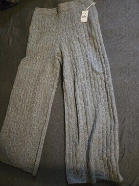 Dex Cable Knit Wide Leg Pants in Heather Gray